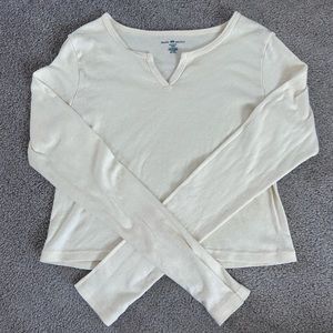 BRANDY MELVILE WHITE LONG SLEEVE CROP TOP